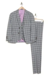 Gino Vitale Slim Fit Stretch Windowpane Three-piece Suit In Grey