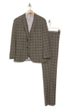 Gino Vitale Slim Fit Stretch Windowpane Three-piece Suit In Taupe