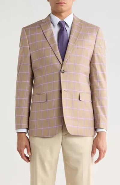 Gino Vitale Slim Fit Windowpane Blazer In Brown