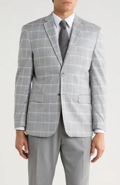 Gino Vitale Slim Fit Windowpane Blazer In Gray