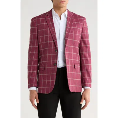 Gino Vitale Slim Fit Windowpane Blazer In Pink