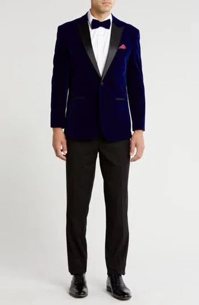 Gino Vitale Slim Fit 2-piece Velvet Suit In Blue