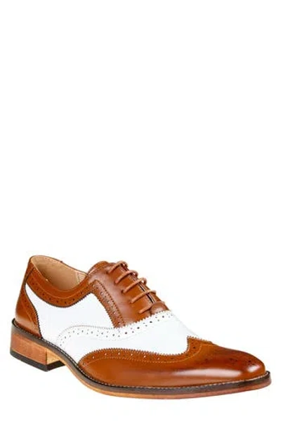 Gino Vitale Two-tone Wingtip Oxford In Brown