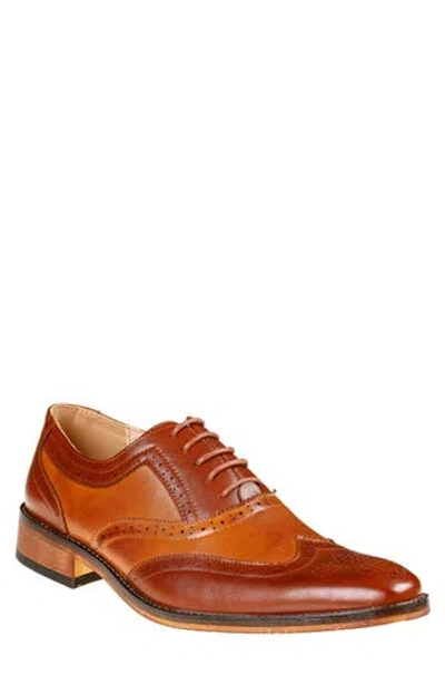 Gino Vitale Two-tone Wingtip Oxford In Brown/tan