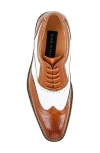 Gino Vitale Two-tone Wingtip Oxford In Tan/white
