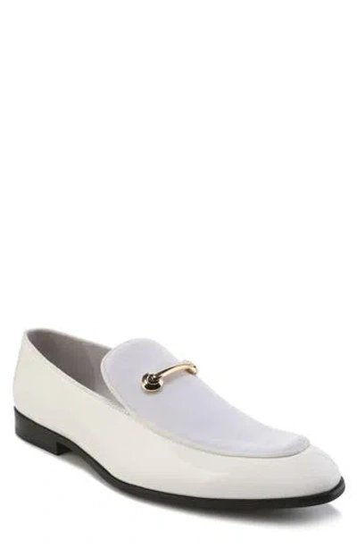 Gino Vitale Velvet & Patent Leather Bit Loafer In White