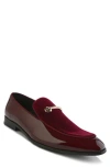 Gino Vitale Velvet & Patent Leather Bit Loafer In Wine
