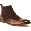 Gino Vitale Wingtip Brogue Two-tone Chelsea Boot In Brown