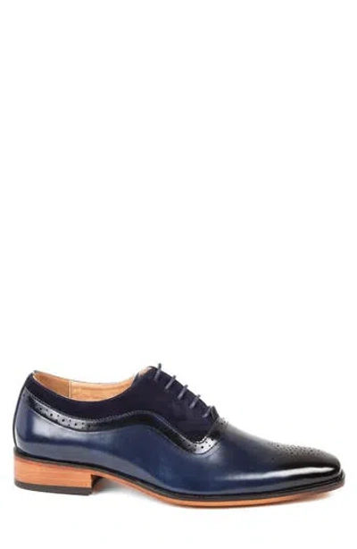 Gino Vitale Wingtip Oxford In Blue/blue