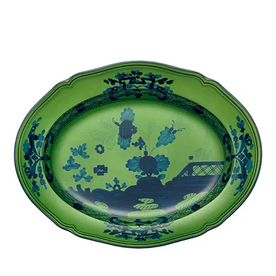 Ginori 1735 Antico Doccia Oval Flat Platter In Green