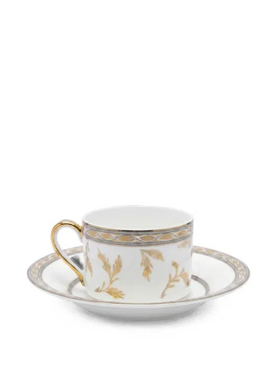 Ginori 1735 Antinea Leaf-print Teacup And Saucer In White