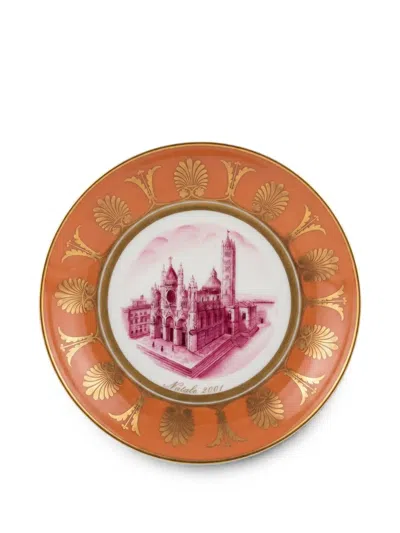 Ginori 1735 Architectural-print Plate In Orange