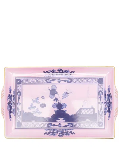 Ginori 1735 Azalea-pattern Tray (15cm X 20cm) In Pink