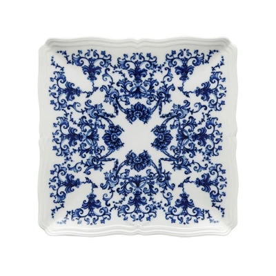 Ginori 1735 Babele Blu Squared Flat Plate In Blue