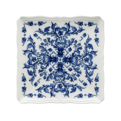 Ginori 1735 Babele Blu Squared Flat Plate In Blue