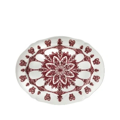 Ginori 1735 Babele Rosso Oval Flat Platter In Burgundy