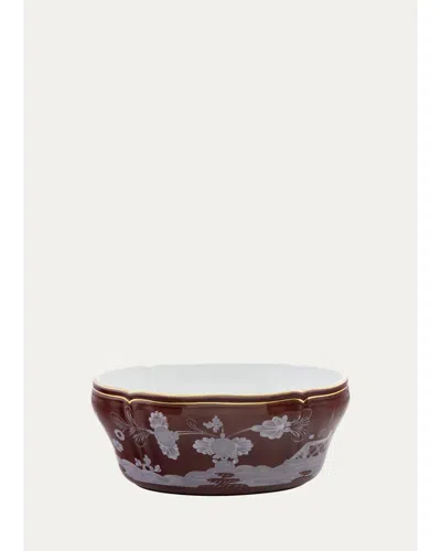Ginori 1735 Castagna Botanical Print Porcelain Salad Bowl In Brown