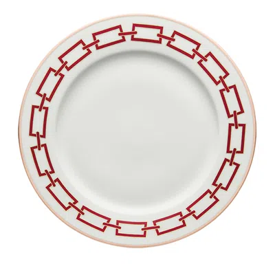 Ginori 1735 Catene Impero Shape Round Flat Plate In Red