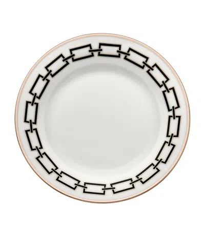Ginori 1735 Catene Nero Dessert Plate In White