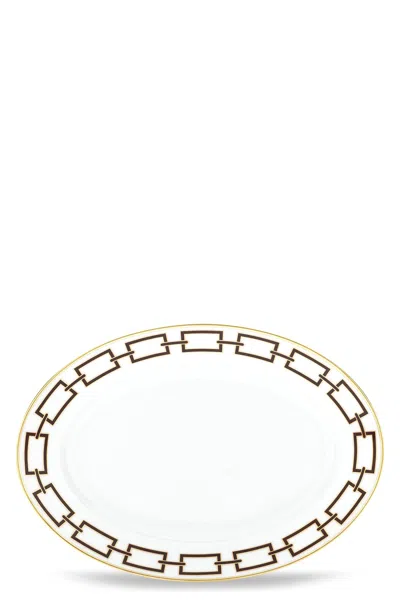 Ginori 1735 'catene' Oval Tray In Brown