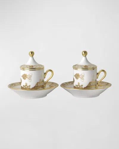 Ginori 1735 Coffee Cup With Plate And Cover, Set Of 2