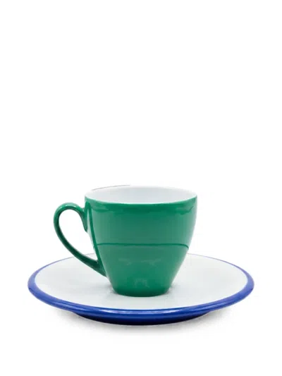 Ginori 1735 Contrast-trim Coffee Cups (set Of Two) In Green