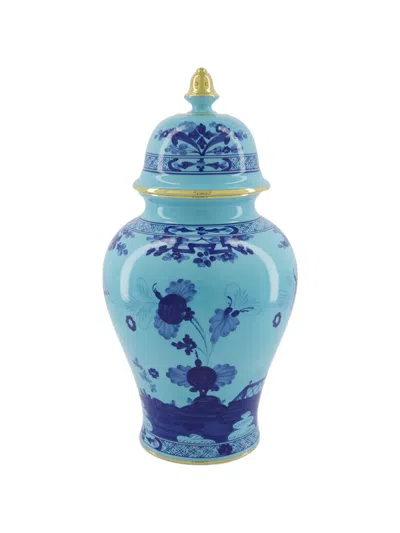 Ginori 1735 Covered Floral Vase In Blue