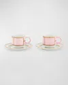 Ginori 1735 Set Of 2 Colonna Diva Rosa Coffee Cups And Saucers In Diva Rosa