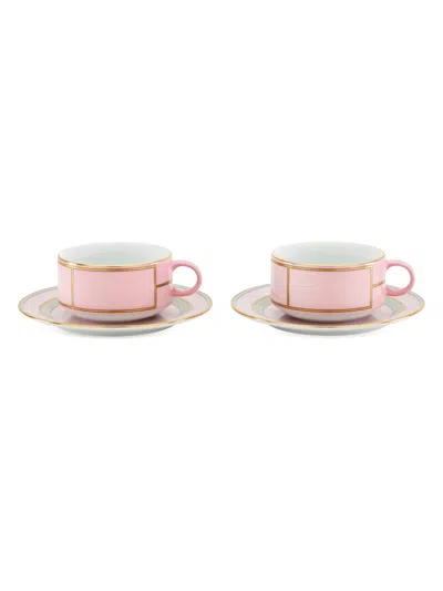 Ginori 1735 Diva Colonna Tea Set For Two 4-piece Set In Pink