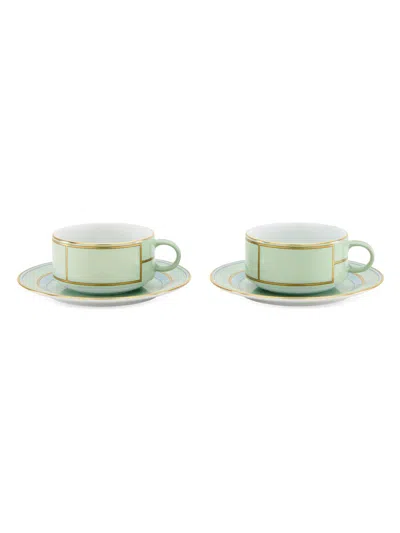 Ginori 1735 Diva Colonna Tea Set For Two 4-piece Set In Green
