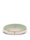 Ginori 1735 Porcelain Colonna Diva Rosa Round Tray In Green