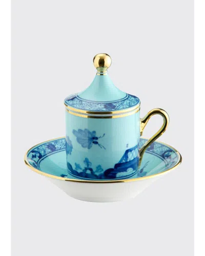 Ginori 1735 Empire-style Coffee Cups & Saucers, Set Of 2 - Light Blue