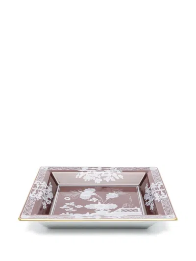 Ginori 1735 Floral-print Decorative Tray (24.5 Cm X 24.5 Cm)) In Brown