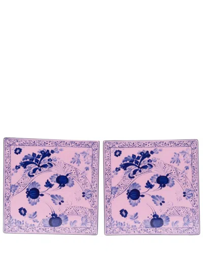 Ginori 1735 Floral-print Placemats (set Of Two) In Pink