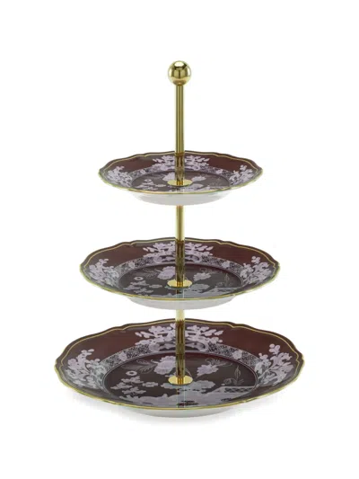 Ginori 1735 Floral Serving Stand In Brown