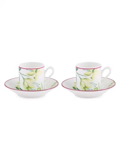Ginori 1735 Florenza Malva Floral 4-piece Espresso Cup & Saucer Set In Multi