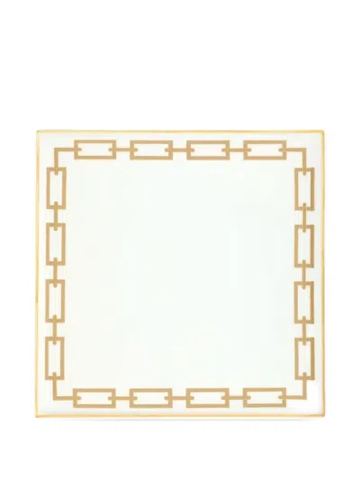Ginori 1735 Geometric-pattern Square Tray In Gold