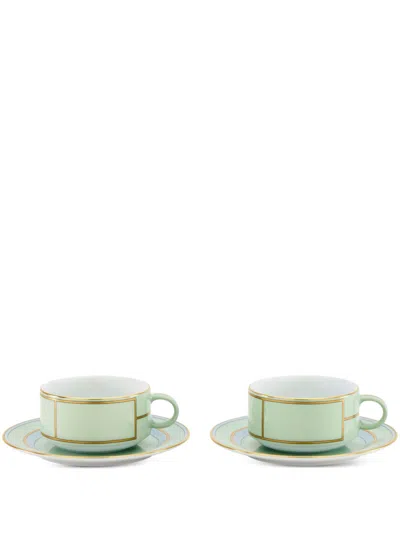 GINORI 1735 GREEN DIVA PORCELAIN TEA SET