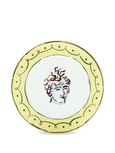 Ginori 1735 Human-portrait Plate In Yellow