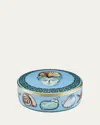 Ginori 1735 Il Viaggio Di Nettuno Round Box, Blue In Blue