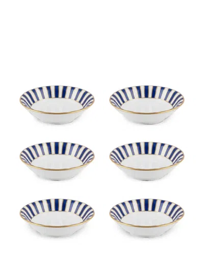 Ginori 1735 Impero Amadeus Striped Bowls (set Of Six) In White