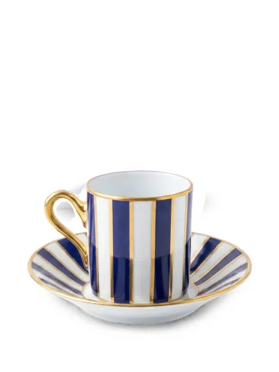 Ginori 1735 Impero Amadeus Striped Coffee Set (set Of Six) In Blue