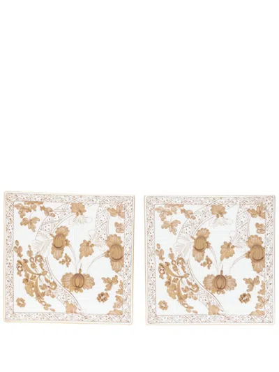 Ginori 1735 Iris-motif Placemats (set Of Two) In White