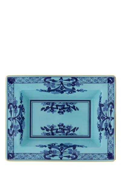 Ginori 1735 Iris Rectangular Vide Poche In Blue