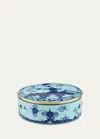 Ginori 1735 Iris Round Covered Box In Blue
