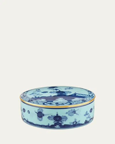 Ginori 1735 Iris Round Covered Box In Orienteit Iris