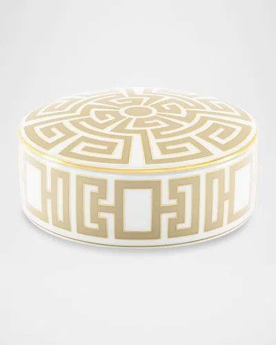 Ginori 1735 Labirinto Cachemire Round Trinket Box In Gold