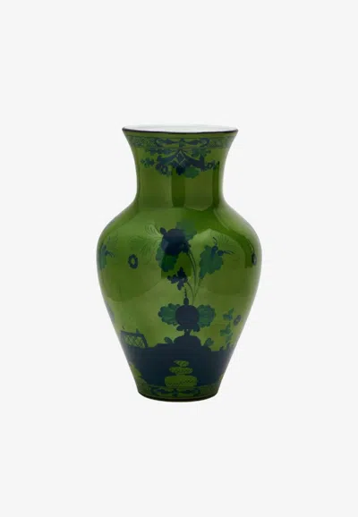 Ginori 1735 Large Oriente Italiano Ming Vase In Green