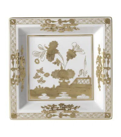 Ginori 1735 Large Porcelain Oggetti Change Tray In Gold