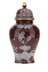 Ginori 1735 Larghe Oriente Italiano Potiche Vase In Burgundy